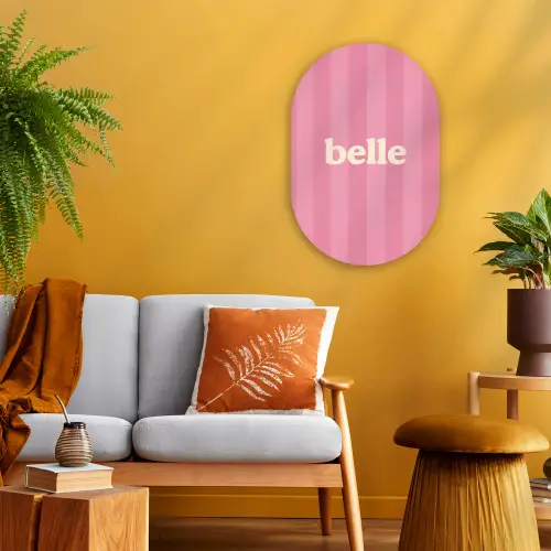 Roze - Gestreept - Belle Wandcirkel Ovaal Forex klein -sfeer4