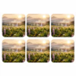 Vlinders - Waterval - Bloemenveld onderzetter kurk middel -3d