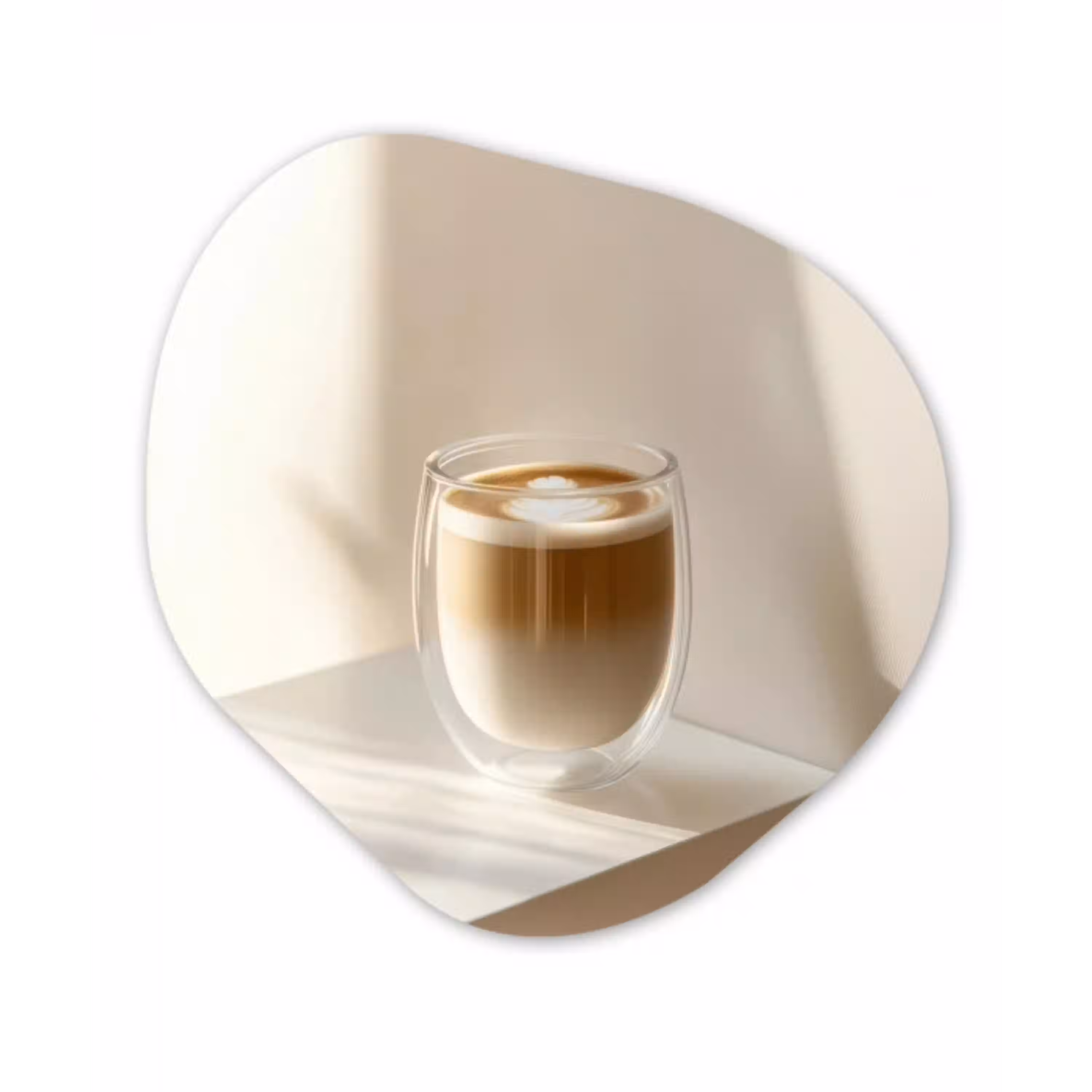 Mok - Latte - Minimalistisch - Schaduw Wandcirkel Organisch Plexiglas middel -3d