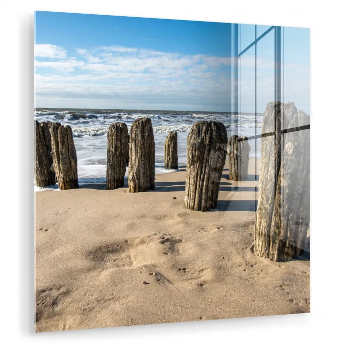 Zand - Strand - Paal - Water - Zomer plexiglas 5mm klein -zzzproduct_nieuw