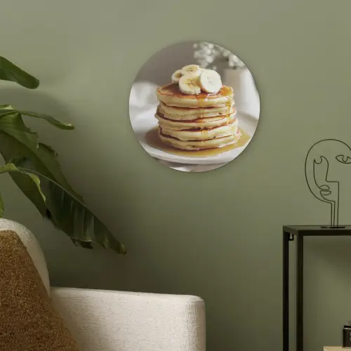 Pannenkoeken - Banaan - Siroop - Wit - Beige Akoestische PET Vilt - Rond klein -sfeer2