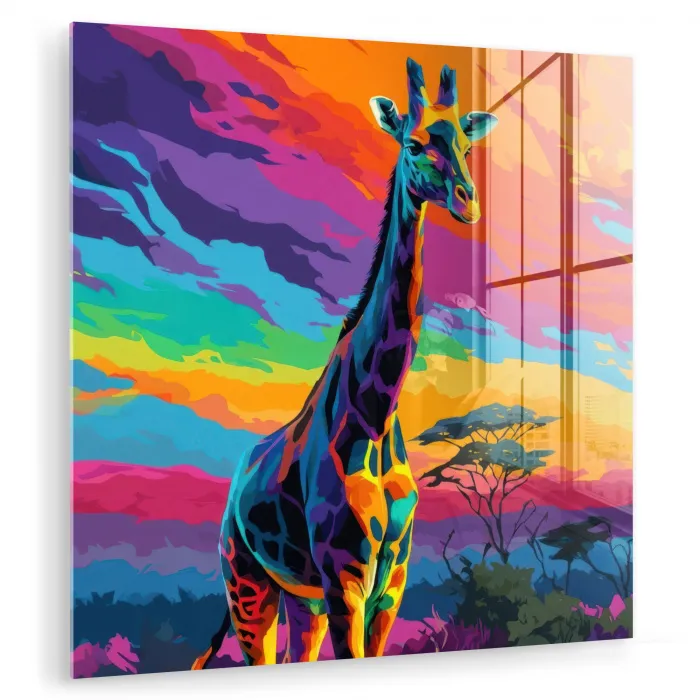 Giraffe - Savanna - Lucht - Gekleurd plexiglas 5mm klein -zzzproduct_nieuw