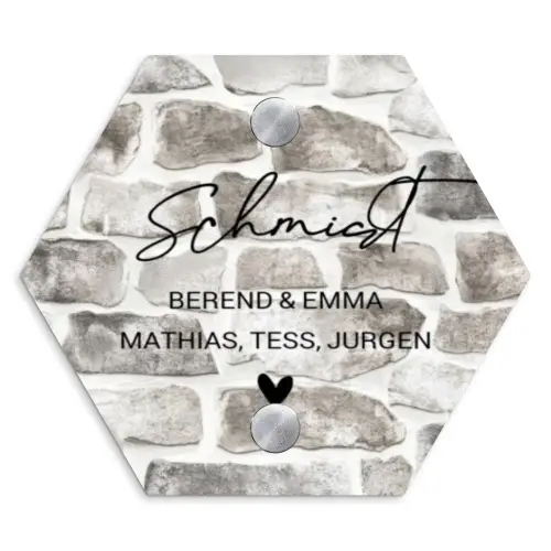 Natuurstenen - Sierlijk Naambord Hexagon klein -3d
