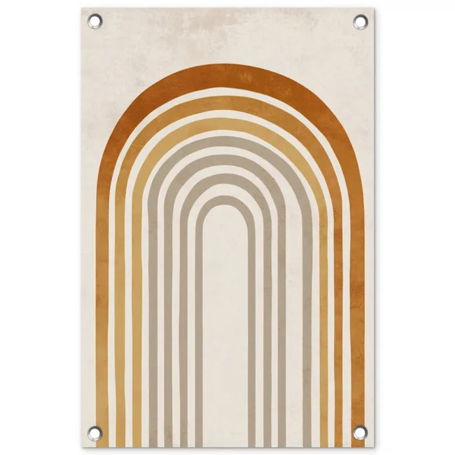 Minimalistisch - Boog - Lijnen - Beige tuinposter los doek klein -3d
