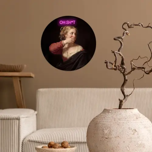 Quote - Neon - vrouw Wandcirkel behangsticker klein -sfeer1