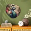Pauw - Vogel - Bloemen - Planten - Pauwenveren Wandcirkel Organisch Forex 3mm klein -sfeer2