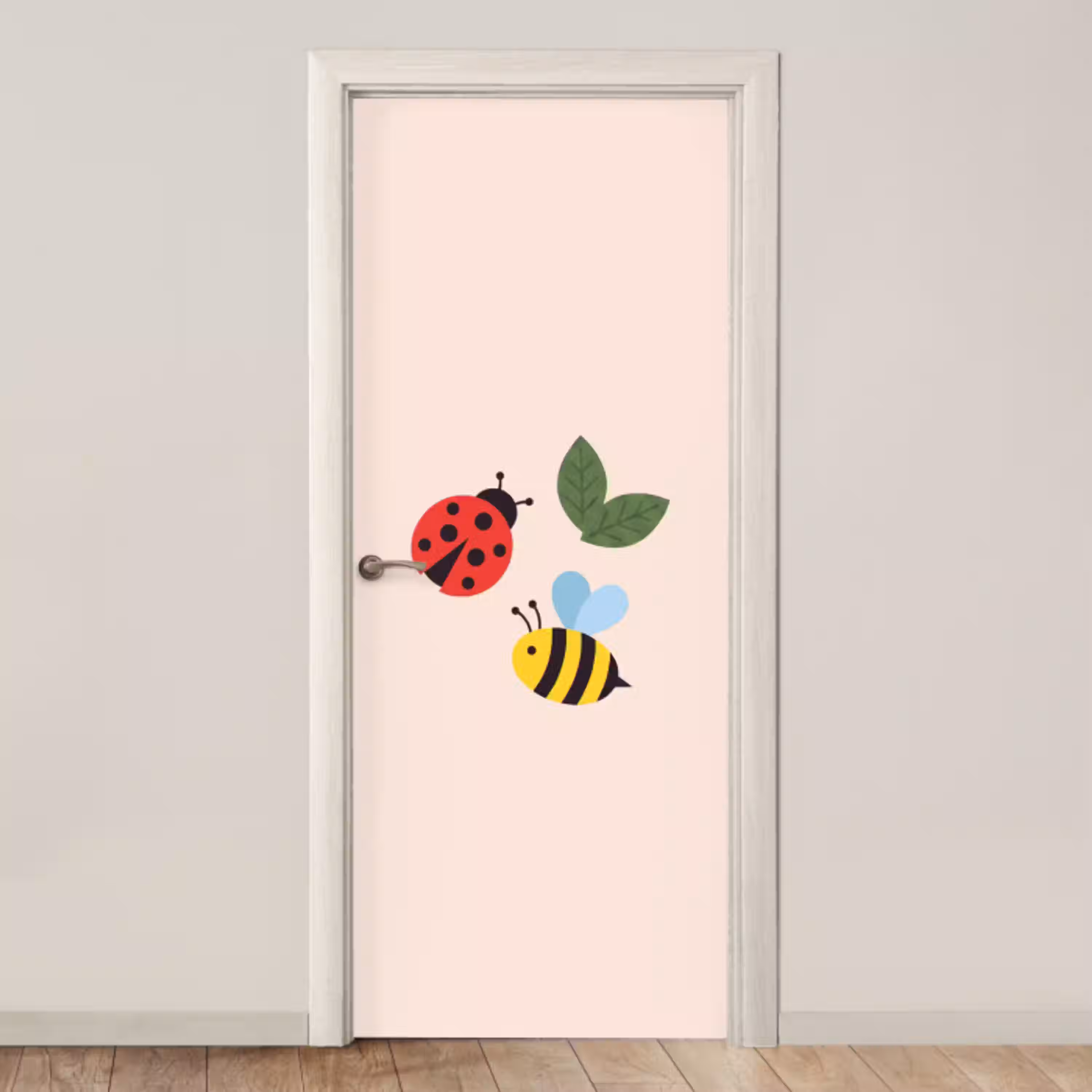 Insect - Blad - Natuur - Speels - Illustratie deurposter klein -3d_beige