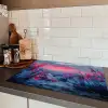 Schilderij - Zonsondergang - Bloemen - Rivier Inductie beschermer vinyl 3mm klein -sfeer3