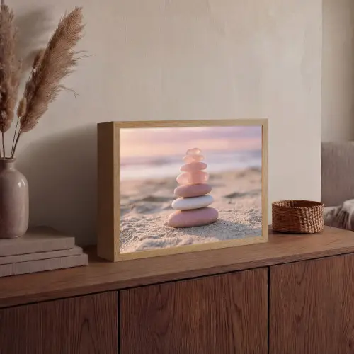 Stenen - Zand - Roze Light Box met batterij (Wandlamp) middel -sfeer2