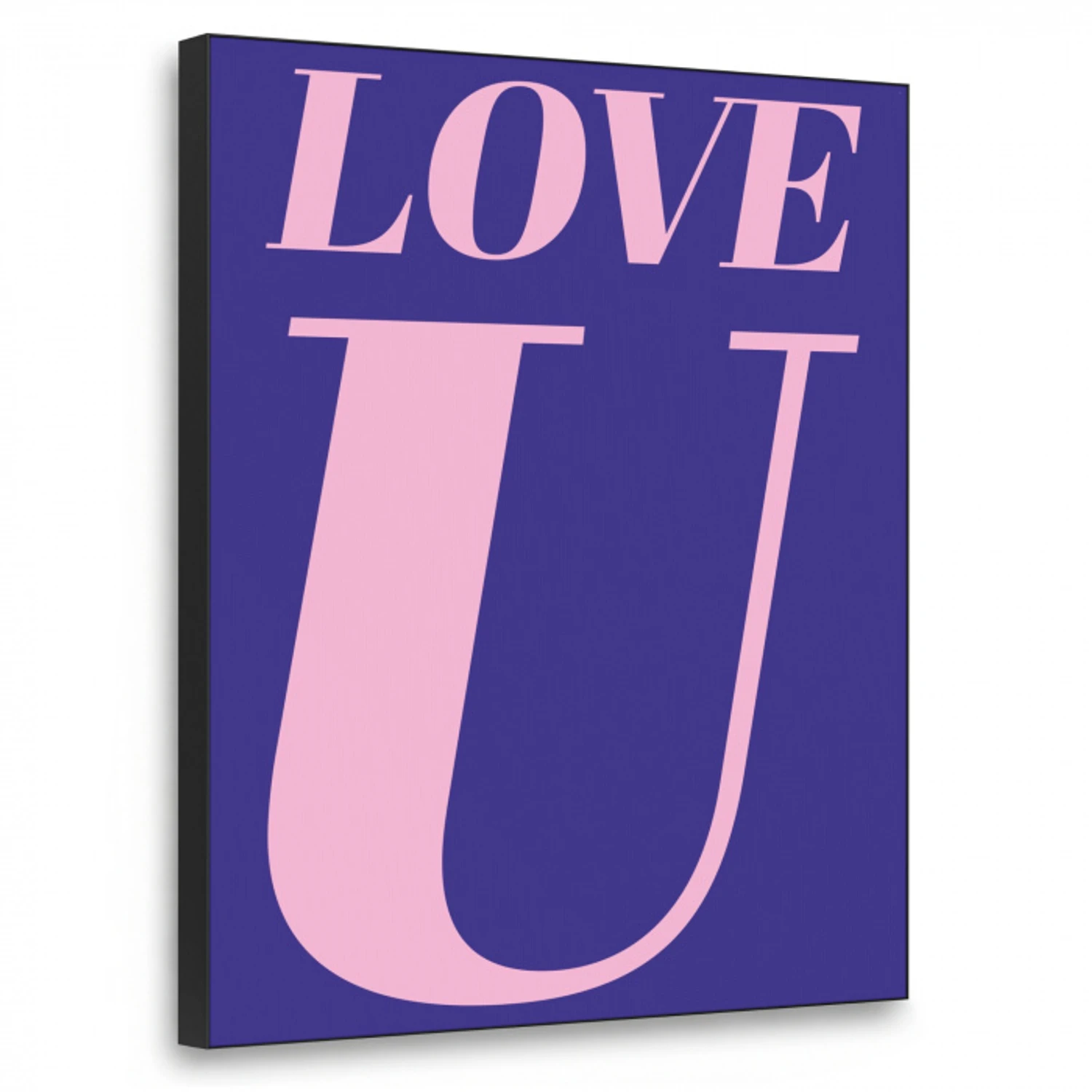 Love - Blauw - Valentijn Textielframe zwart klein -3d