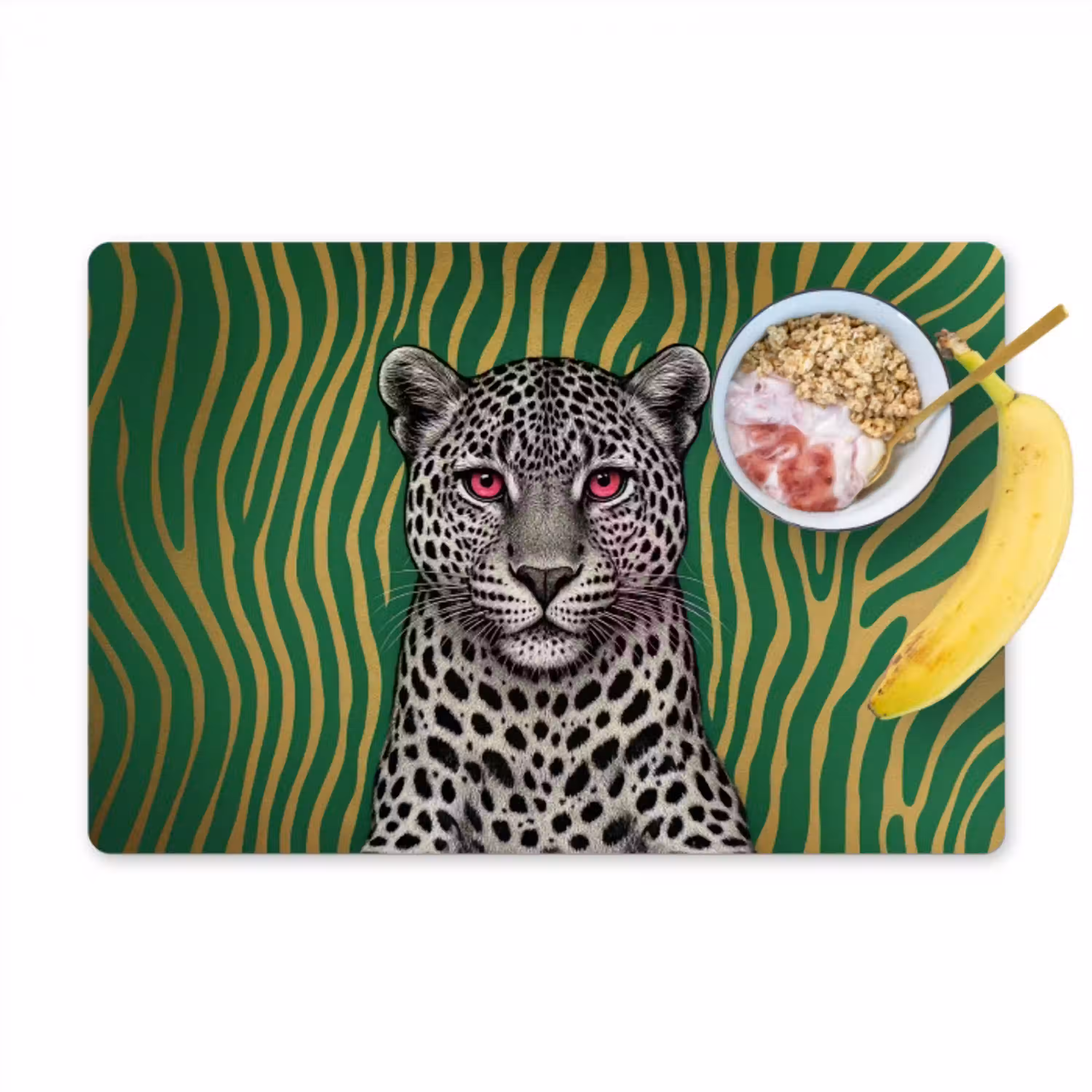 Panter - Zebrapatroon - Groen Placemat vinyl groot -zzzproduct_Kitchenyeah-website