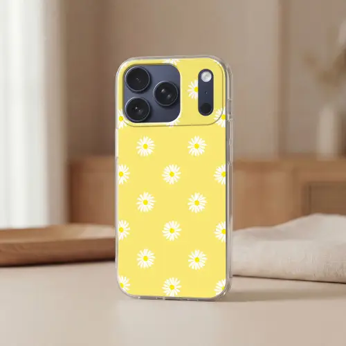 Madeliefjes - Pastel - Wit - Geel - Bloemen Telefoonhoesje iPhone 17 Pro klein -sfeer2