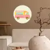 Ijskar - Retro - Softijsjes - Roze Wandcirkel behangsticker klein -sfeer1
