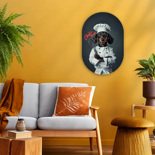 Quote - Neon - Hond - Kokskleding Wandcirkel Ovaal Forex klein -sfeer4