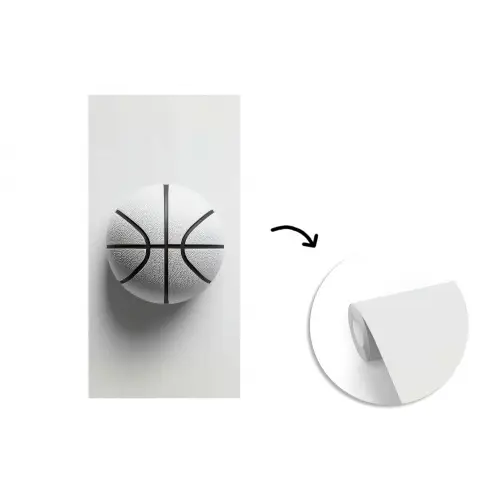 Basketbal - Wit - Schaduw - Lijnen fotobehang vinyl groot -3d