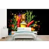 Olijfolie - Graffiti - Peper - Olijven - Modern fotobehang vinyl groot -bed
