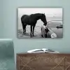 Paard - Auto - Zwart - Wit canvas 2cm klein -sfeer4