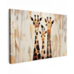 Giraffen - Cartoon - Crème Tuinposter op houten frame 2 cm dik klein -3d