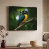 Vogel - Tak - Geel - Bladeren Textielframe zwart klein -sfeer3