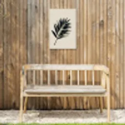 Palmblad - Subtiel - Groen - beige Tuinposter op houten frame 2 cm dik klein -sfeer4
