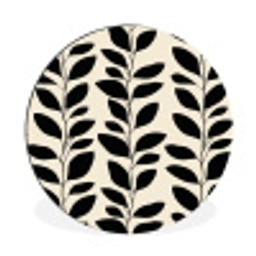 Botanisch - Dessin - Zwart - Beige Wandcirkel aluminium klein 190 -3d