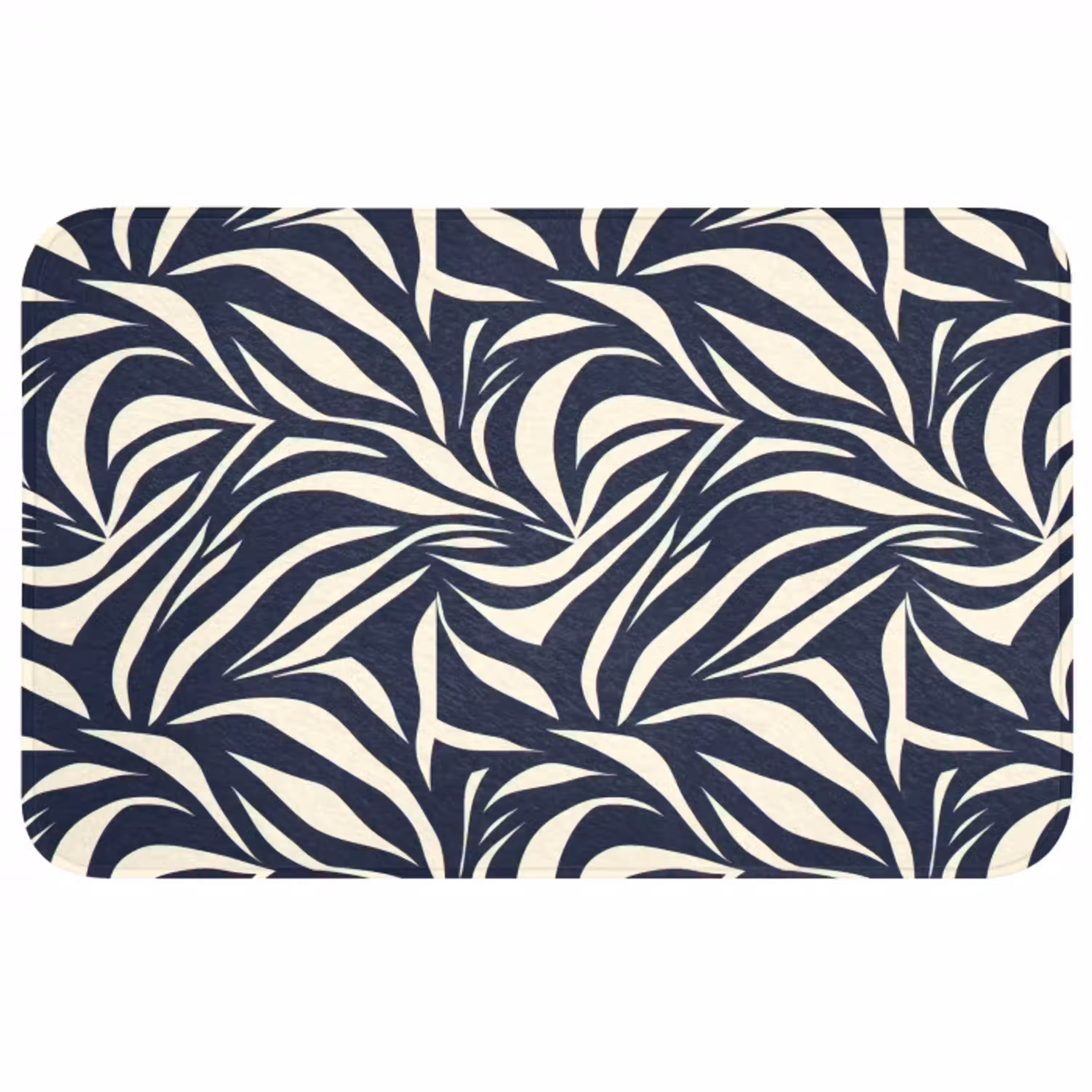 Bladvormen - Blauw - Patroon - Wit WCmat middel 1009 -3d