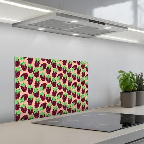 Frambozen - Rood - Roze - Patroon keuken achterwand spatscherm klein 900 -3d_schuin