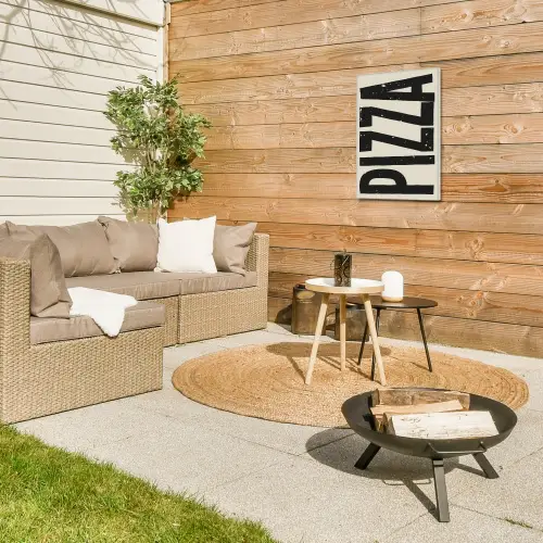 Pizza - Decoratie - Japandi - Vintage Tuinposter op houten frame 2 cm dik klein -sfeer2