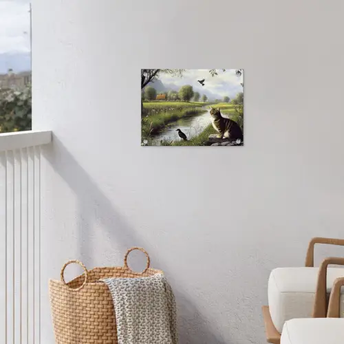 Kat - Beekje - Weide tuinposter los doek klein -sfeer8