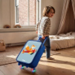 Vos - Vliegtuig -  Vliegen Kinderkoffer - Blauw klein -sfeer1