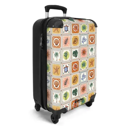 Zomerse tegeltjes print NBS - Handbagage koffer - Kinderen Unisex middel -productfoto_3d