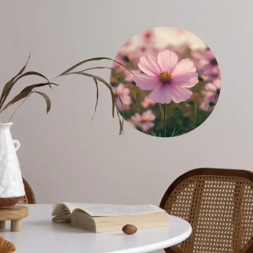 Bloemen - Paars - Wazig Wandcirkel behangsticker klein -sfeer3