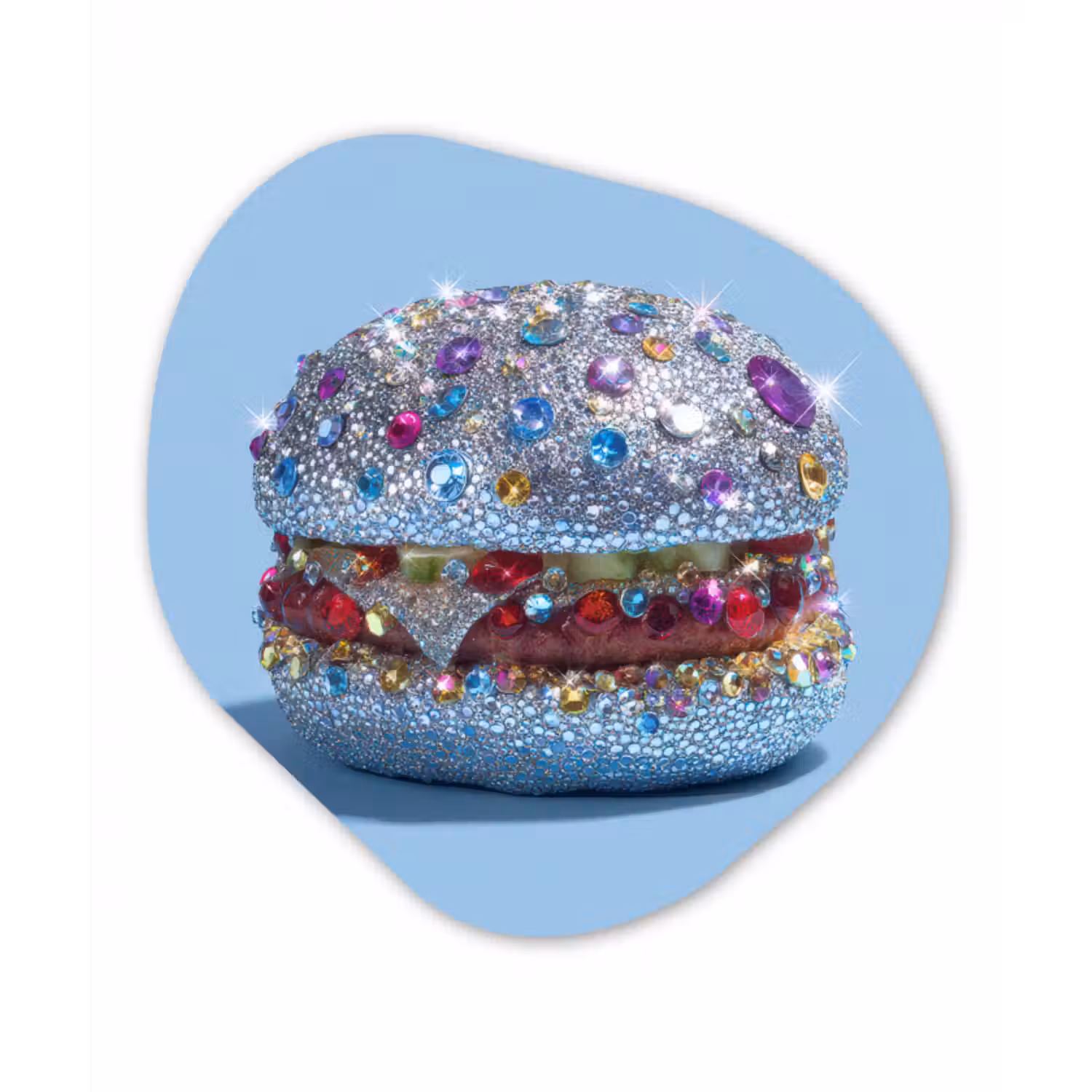 Glasbild Organische Form - Glitter - Hamburger - Blau