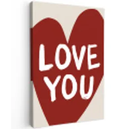 Loveyou - Hart - Rood canvas 2cm klein -z3d