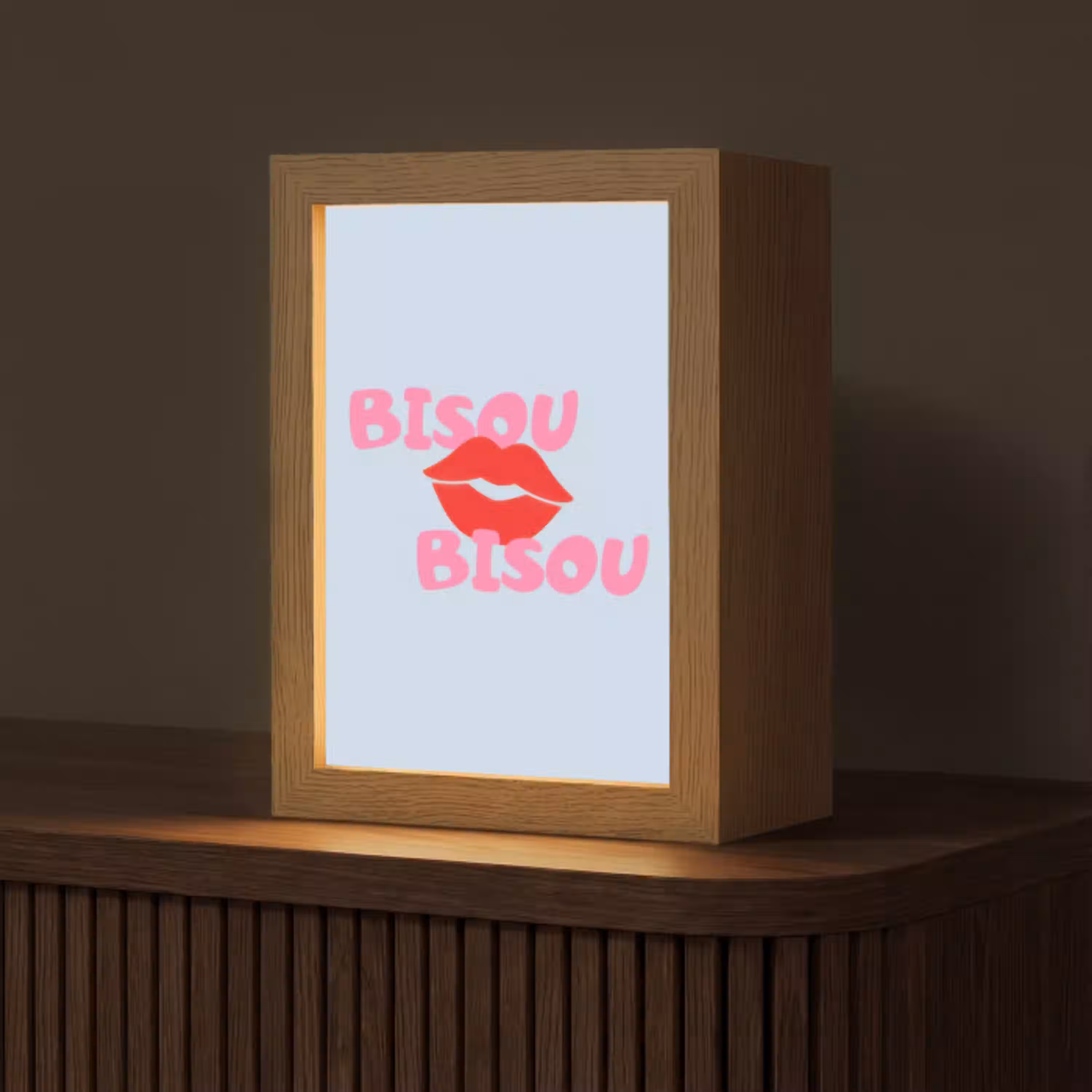 Lippen - Bisou - Blauw Light Box met kabel (Tafellamp) klein -z3d_website