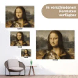 Mona Lisa - Kat - Leonardo da Vinci - Vintage - Kunstwerk - Oude meesters - Schilderij tuinposter los doek klein -Xsfeer9_DE