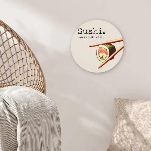 Sushi - Zalm - Rijst - Japans Wandcirkel plexiglas klein -sfeer5