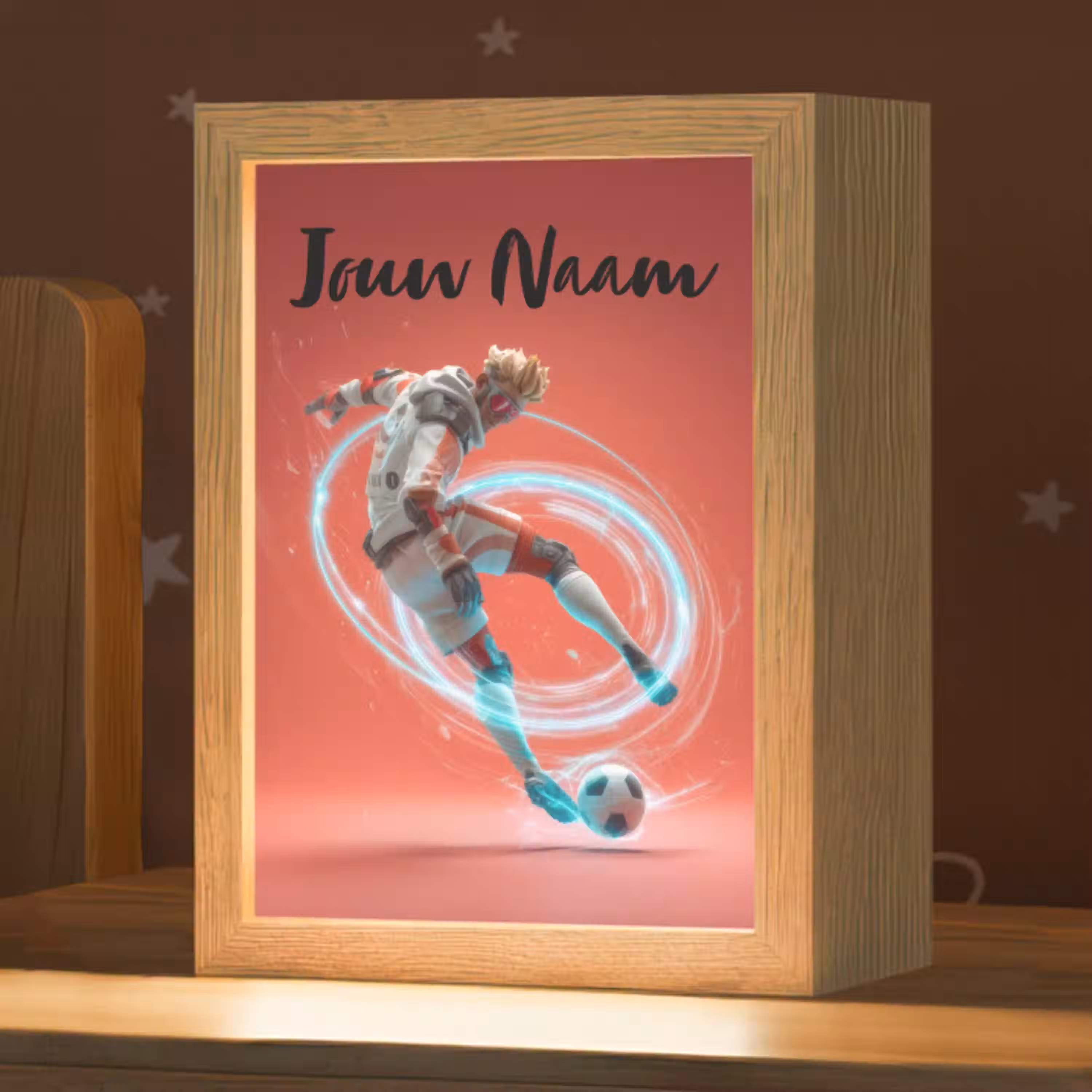 Voetbal - Jongen - Rood - Lichtcirkel Light Box met kabel (Kinderlampje) klein -zzz_3d_website