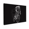 Lijntekening - Wit - Wielrennen - Snelheid Tuinposter op houten frame 2 cm dik klein -3d