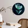 Bladeren - Bloem - Glazen - Donkerblauw Wandcirkel kunststof plaat 5mm dik klein -sfeer4