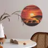 Savanne - Olifanten - Zonsondergang Akoestische PET Vilt - Rond klein -sfeer3