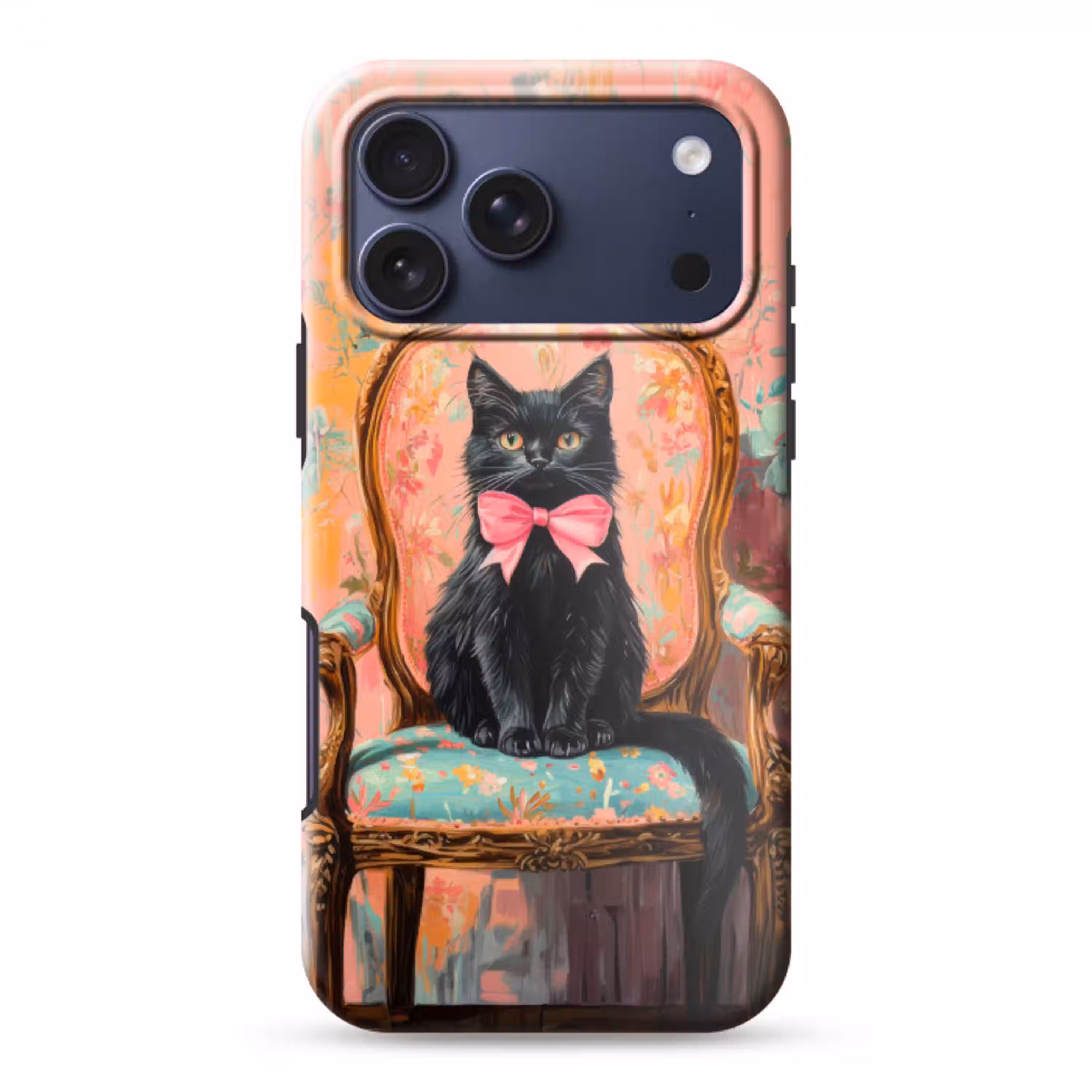 Kat - Roze - Stoel met bloemenmotief Toughcase MagSafe Apple iPhone 17 Pro Max klein -3d