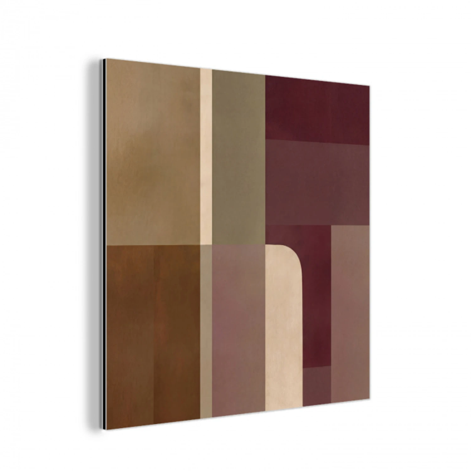 Vlakken - Abstract - Bordeaux - Lijnen aluminium wit klein -3d