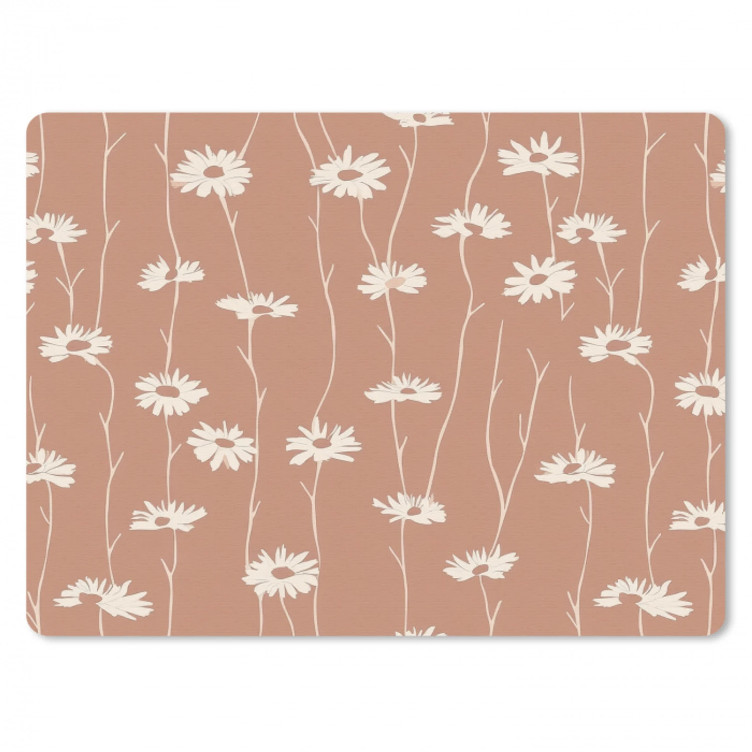 Madeliefjes - Subtiel - Terracotta muismat rubber klein 262 -3d