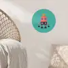 Robot - Speelgoed - Gezicht - Roze - Jongens - Kinderen Wandcirkel behangsticker klein -sfeer4