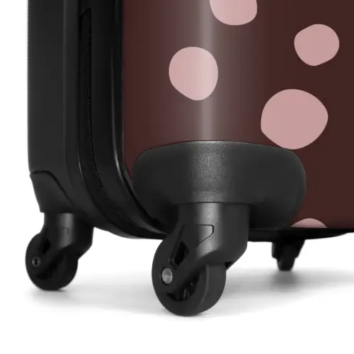 Diepbruine achtergrond met roze stippen NBS - Handbagage koffer - Kinderen Unisex middel -wiel