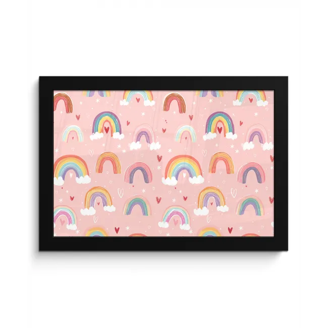 Regenboog - Patroon - Pastel - Handgetekend fotolijst zwart zonder passe partout klein -3d