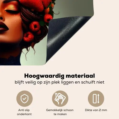 Vrouw - Chocolade - Frambozen - Aardbeien - Koekjes Inductie beschemer met haakjes klein -ky-onderkant-nl