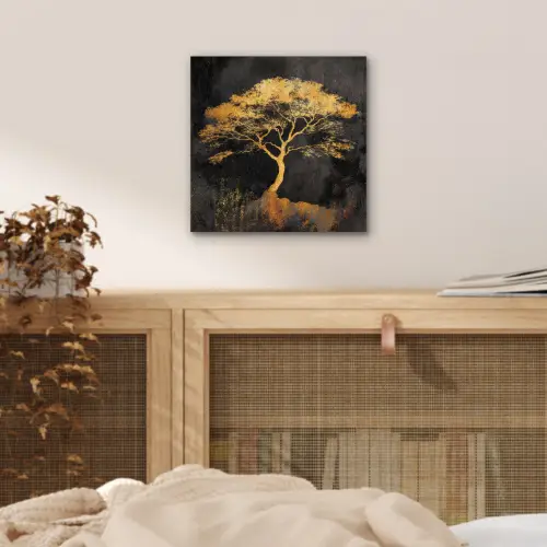 Boom - Schilderij - Goud - Abstract aluminium wit klein -sfeer3