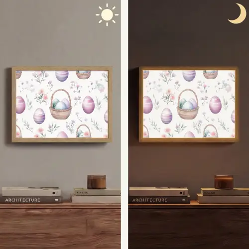 Bloemen - Paaseieren - Patroon Light Box met batterij (Wandlamp) middel -sfeer3